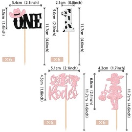 24 piezas de decoración para cupcakes de primer cumpleaños con purpurina para mi primer rodeo, sombrero para el primer cumpleaños, vaquera, una magdalena para baby shower con temática occidental, niños y niñas, suministros para decoración de pasteles