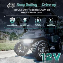 Drive-up Club Car Precedent Led Head Light with Bumper Replacement for 2004-UP Electric Golf Carts