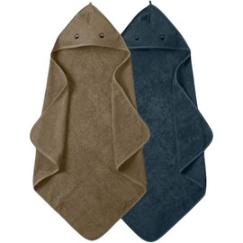 Huxie Denmark - Premium Organic Cotton Baby Bath Towel – Hooded Toddler and Baby Towels for Newborn Girl and Boy – Super Soft and Absorbent, 32 x 32-2-Pack (Towel Dino Green Moss/Dino Tradewins)