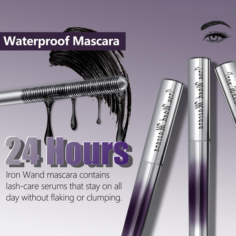 2Pcs Iron Wand Mascara, Metal Mascara Wand, Black Washable Metal