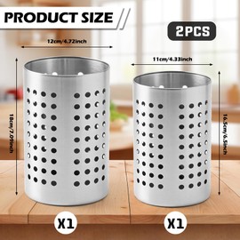 ZLMTZDJD 2PCS Stainless Steel Utensil Holder and Utensil Drying Holder, as a Kitchen Countertop Organizer and Silverware Drainer for Daily Home Use