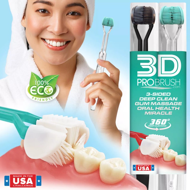 3D PRO BRUSH * 3-Sided Toothbrush | 2PK 360 Deep