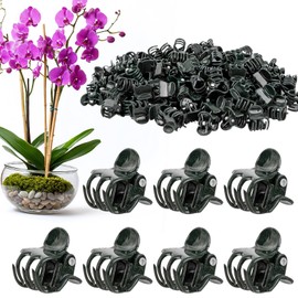 RAINFLOW Orchid Clips for Plants Support - 200 Pcs Plant Clips for Vine Plant Support Shaping Flowers Fixed Small Plastic Flower Gardening Fixing Clip for Orchid Phalaenopsis Peony Tomato(Dark Green)