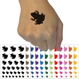 Rainforest Tree Frog Solid Temporary Tattoo Water Resistant Fake Body Art Set Collection - Purple (One Sheet)