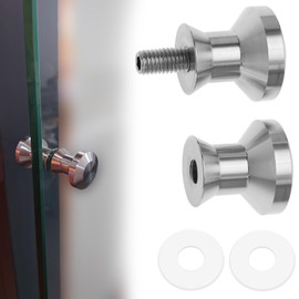 eMagTech 2 Pairs Shower Door Double Knob Stainless Steel Glass Door Handles Mushroom Round Door Pull Handle Fittings Hardware for Most Glass Doors Silver