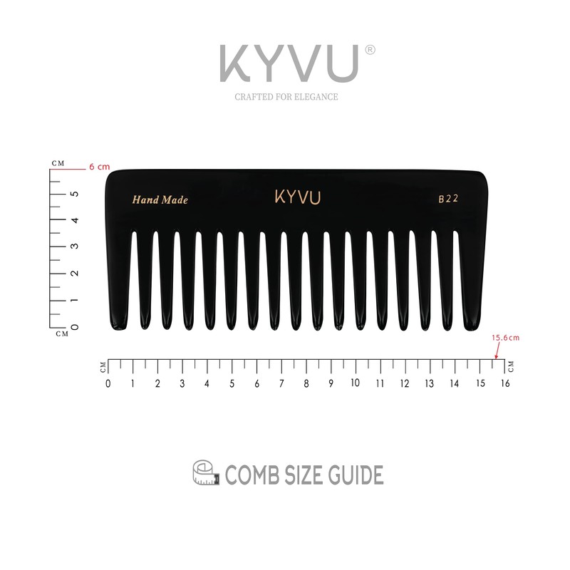 KYVU B22 Black Wide-Tooth Detangling Comb for Curly & Thick