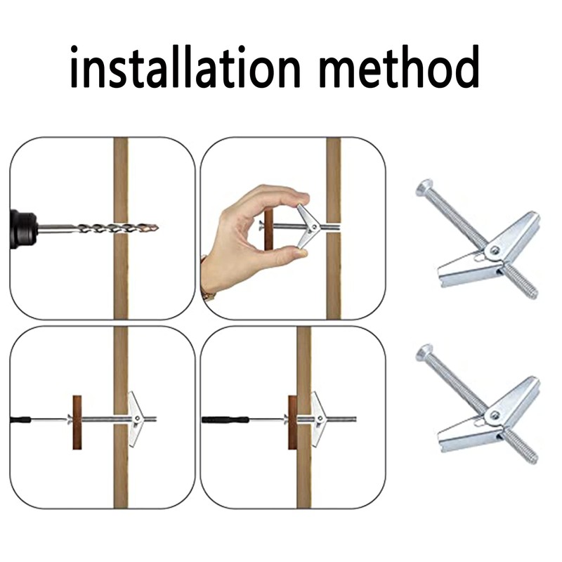 LONGHAO 15 x Spring Folding Dowel Hooks Ceiling Hooks Carbon
