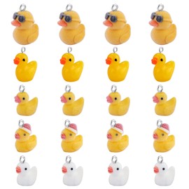 COGCHARGER 20Pcs Resin Duck Charms Mini Duck Charms Pendants Cute Animal Charms for DIY Jewelry Bracelets Necklace Earrings DIY Ornament Accessories, Resin Iron, No Gemstone