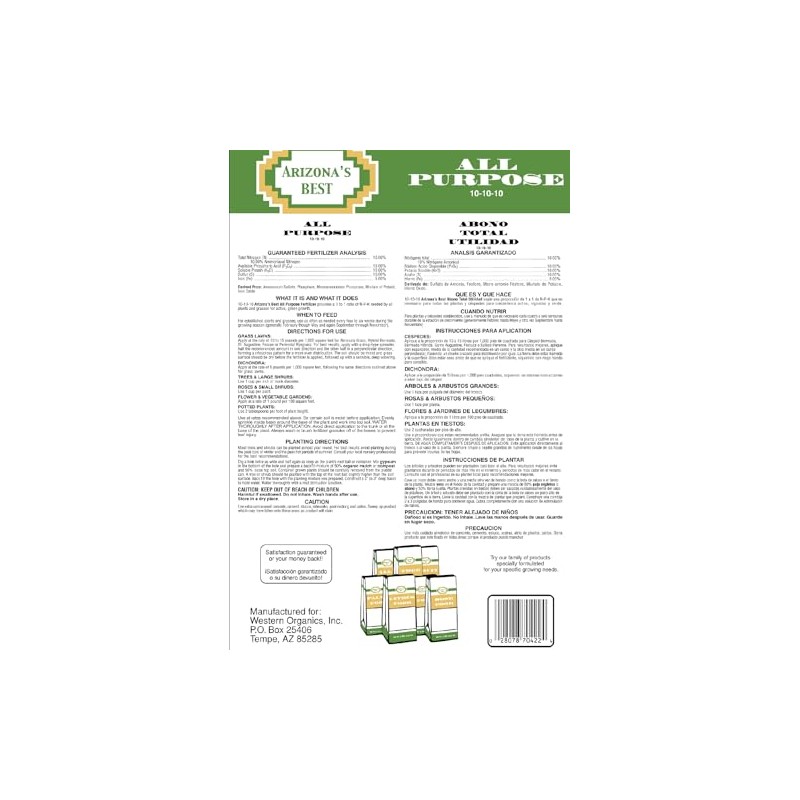 Arizona's Best AZB70422 20 Lb All Purpose Fertilizer, 10-10-10 -