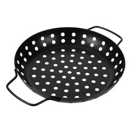 DECHOUS Outdoor BBQ Non Stick Grilling Tray Round Barbecue Pan with Large Holes for Camping Outdoor Use Heat Resistant for Sharing with Family Friends