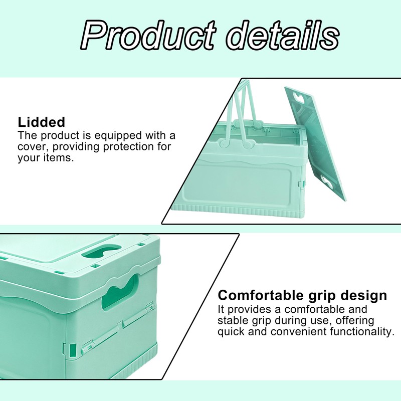 Foldable Small Plastic Baskets with Lids and Handles for Organizing,Collapsible