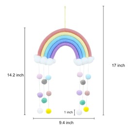 Andiker Rainbow Tapestry Clouds, Hand-Woven 5 Strands Hanging Decoration with Colorful Pom-Pom Balls Wall Hanging Photo Prop Rainbow Macrame Wall Ornaments for Kids Room Nursery Room Decor(Cloud)