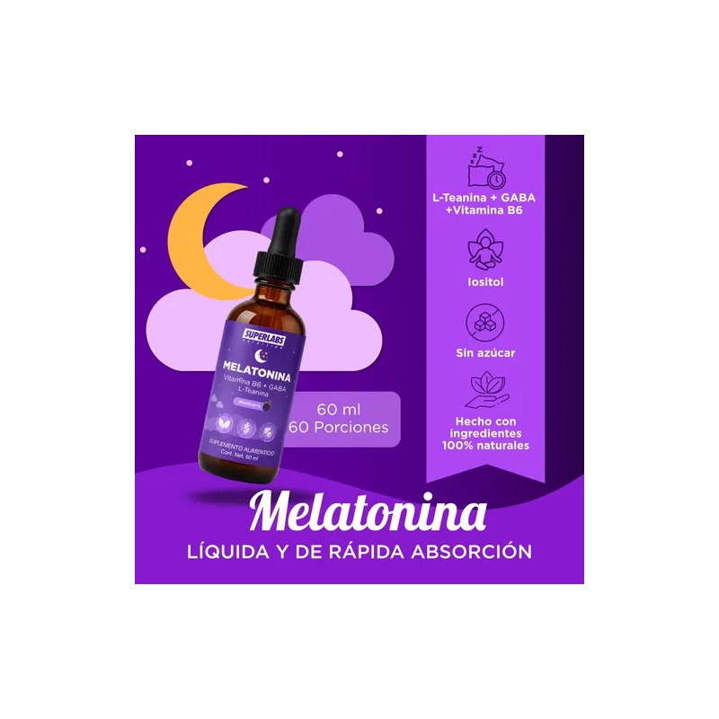 Superlabs Melatonina Líquida 5mg gabal-teaninavitaminab6