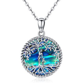 Friggem Tree of Life Necklace for Women 925 Sterling Silver Family Mother Child Tree of Life Pendant Necklace Birthday Mother's Day Jewellery Gifts for Mum Daughter Grandma Sister, Sterling Silver, No