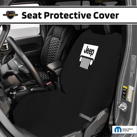 Seat Armour Seat Protector Towel Jeep with Grille - Soft Machine Washable Jeep Seat Cover Towel - Easy to Install, Multipurpose Jeep Seat Towel - Black