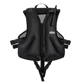 Inflatable Vest for Kids, AGUG Toddler Swim Vest with Adjutable Waist Straps Snorkeling Jackets Boys & Girls Child Swimming Pool Vest Buoyancy Swimsuit for Paddle Boating Beach Swimwear (Black, S/M)