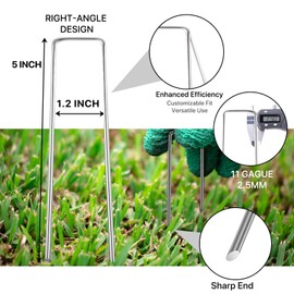 Jaciry 5 Inches Landscape Staples,Galvanized Garden Stakes Yard Stakes Garden Staples Prefect for Weed Barrier Fabric,11 Gauge Landscape pins for Tent,Balloons, Irrigation Tube. (80Package, 5 inch)