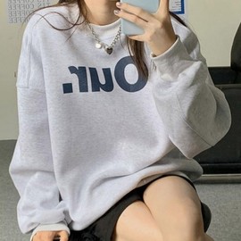 Women's 1-Piece Brushed Oversized Daily Sweatshirt for Spring/Autumn Sweatshirt Navy/FREE XXL