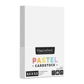 Half Letter Size, 8.5" x 5.5" Pastel Color Cardstock Paper for Arts and Crafts, Scrapbooking, Stationery Printing | Medium Weight 67lb Vellum Bristol (147gsm) Card Stock | 100 Sheets per Pack | White