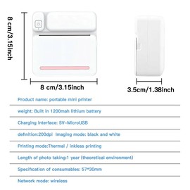 Lebt Sticker Printer Mini Printer Thermal Printer Portable Bluetooth Pocket Printer Compatible with Android & iOS inkless Sticker Printer for LearningJournal Notes Kids Gifts Travel