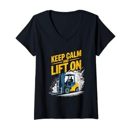 Womens Forklift Driver Design for Forklifter Forklifting Operator V-Neck T-Shirt