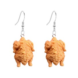 JDONL Simulated Food Earrings for Women Resin Creative Fried Chicken Leg Wing French Fries Shrimp Tail Drop Dangle Earrings Statement Jewelry (Fried Chicken)