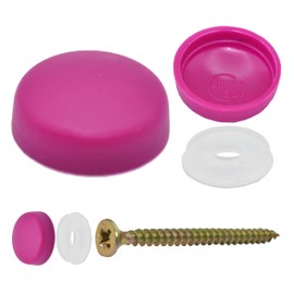 Snap-On Two Piece Dome Screw Cover Caps - Pack of 50 Small Gloss Caps & Bases : Fuchsia Pink