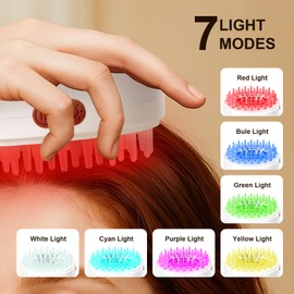 KZERO 7-Color Scalp Massage Comb, Silicone Liquid-Conducting Scalp Cleansing Shampoo Brush for Exfoliation, Dandruff Removal, Head Massage to Relieve Stress, Suitable for Thick Curly Hair Care, White