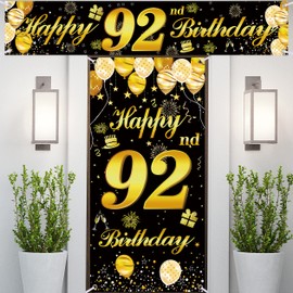 92nd Happy Birthday Door Banner IMISI Birthday Decorations Birthday Backdrop Decorations for a Party