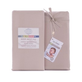 DAMAREL SMART WELLNESS TEX-THERAPY 3-Piece Baby Bedding Set for Crib or Moses Bassinet, 100% Cotton Percale 200 Thread Count, Mercerised and Sanforised (Linen, 70/140)