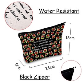 JXGZSO Good Luck Ladybug Makeup Bag With Zipper Gifts For Women When She Swoops In It's To Remind Us Not To Let Worries Cloud A Single Day Cosmetic Bag, Ladybug Bag Black