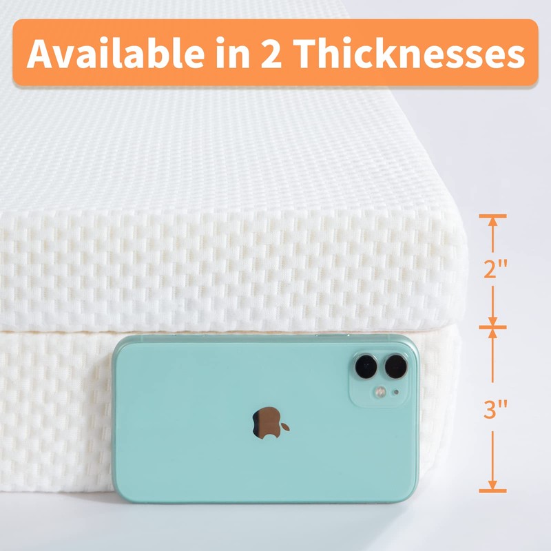 HOMBYS Memory Foam Bed Mattress Topper with Removable Cover, Massage