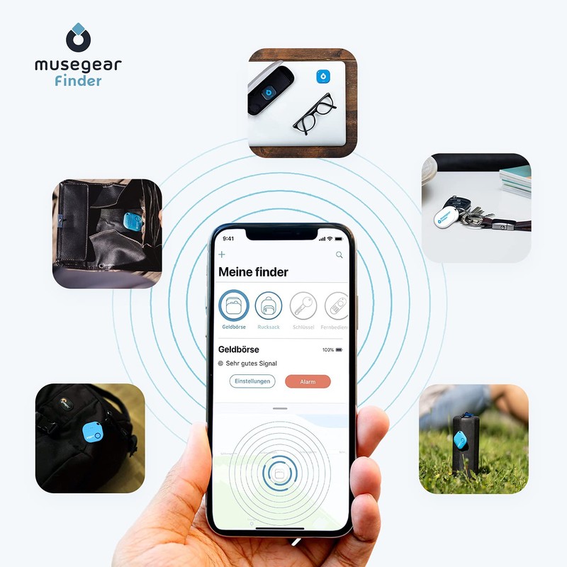 musegear Schlüsselfinder Mini mit Bluetooth App I Keyfinder laut für