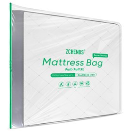 ZCHENBS® – Mattress Bags for Moving and Storage,Mattress Bag with Zippers,5 Mil Ultra-Thick Bed Bag,Waterproof,Anti-Tear,Heavy-Duty Mattress Bag (Tansparent/Green, Full/Full XL-(1 Pack))