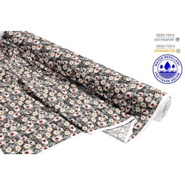 Heko Panels Oxford Wasserdichter Stoff Meterware Polsterstoff Meterware für Dekostoff und Outdoorstoff - Polyester - Markisenstoffe Reissfest und Schmutzbeständig - Weiß Margaretki auf Schwarz - 1 M