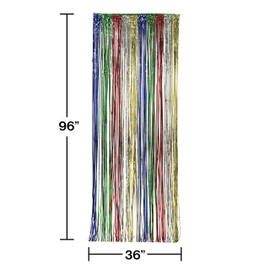 Creative Converting - 141010 Creative Converting Foil Fringe Door Curtain, 3' x 8', Multicolored