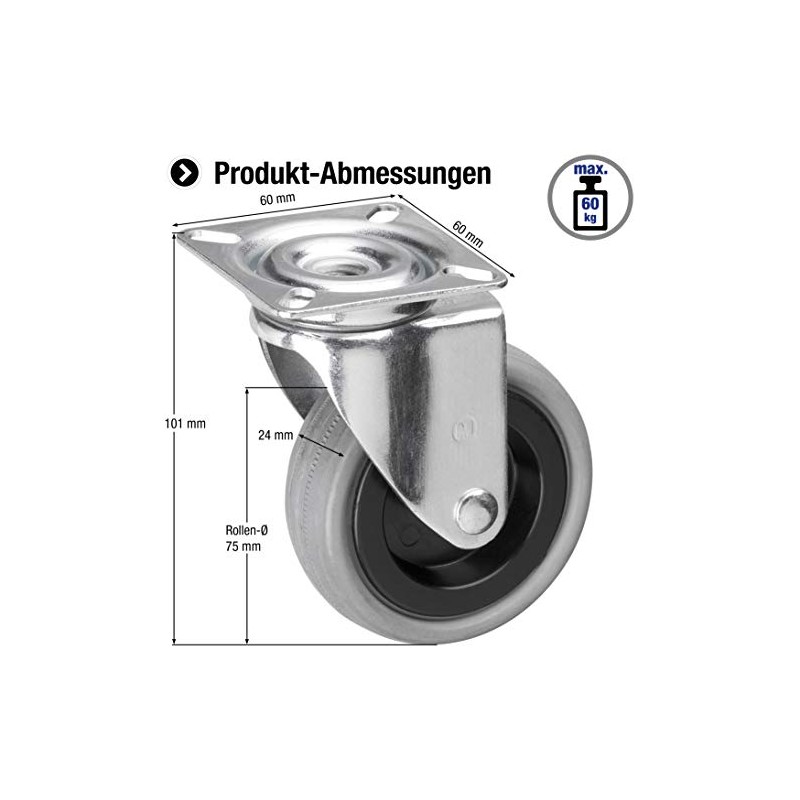 Meister Swivel Castor ✓ ✓ Rubber Wheels ✓ Soft Tread