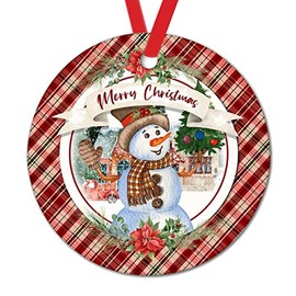 Merry Christmas Floral Snowman Decorative Hanging Ornaments Winter Farmhouse Buffalo Plaid Christmas Stocking Filling Gift to Child Christmas Eve Party Decorations Ornament
