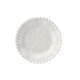Merritt Beaded Pearl 6-1/2" Small Melamine Appetizer Snack Plate, Cream, Set of 6