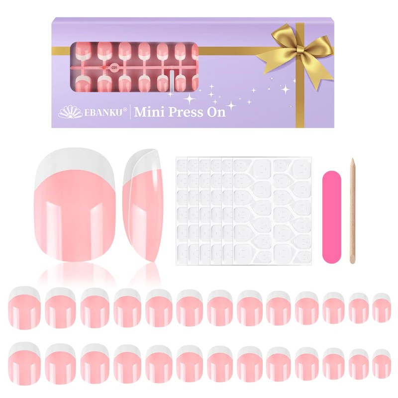 EBANKU 156 uñas postizas francesas para niñas, cobertura completa.
