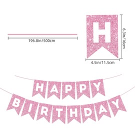 Coquette Pink Glitter Birthday Banner - Swallowtail Flag Decorations for Girls
