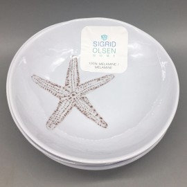 Sigrid Olsen 4 SIGRID OLSEN Starfish Melamine Salad Bowl Set Cereal Textured Beach Sand Ocean