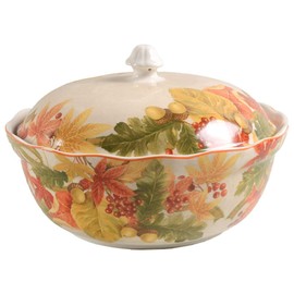 222 Fifth Autumn Celebration Serving Bowl with Lid - Approx. 10"