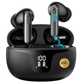 ePalZoneXP Wireless Earbuds Bluetooth 5.3 Headphones with 4 Noise Cancelling Mics, ANC ENC, HiFi Stereo Sound, LED Power Display, 40H Playtime – True Wireless Earphones UK (ANC+ENC, Black)