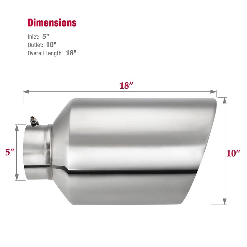 Upower 5" Inlet 10" Outlet Exhaust Tip 5 to 10