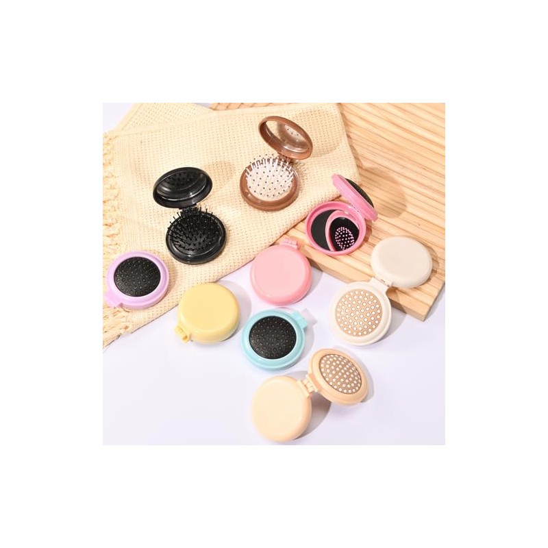 Pack de 9 Mini Cepillos de Pelo Plegables de Viaje