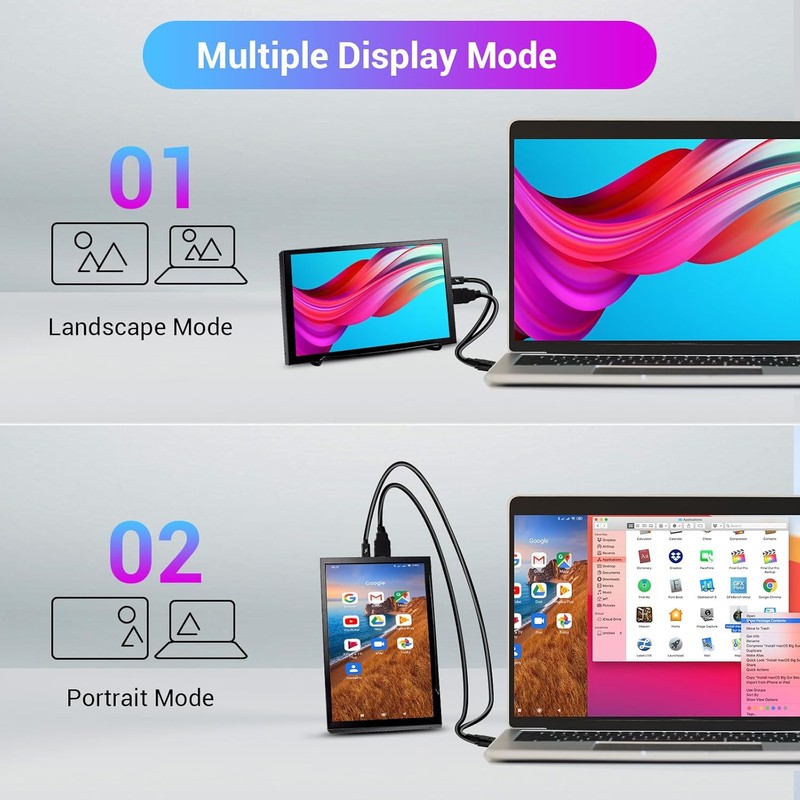 8 Inch Touch Screen Portable Monitor, Mini HDMI Display, 1280