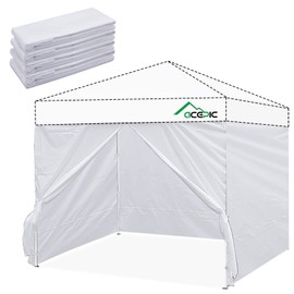 Acepic Instant Canopy Tent Sidewalls for 10x10 Pop Up Canopy 210D Waterproof,4 Piece Sidewalls, with Doors,White(4PCS Sidewalls Only, Canopy Tent NOT Included)