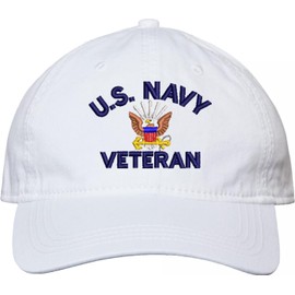 MilitaryBest U.S. Navy Veteran Unstructured Dad Cap (White)