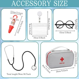 Doctor Costume for Kids, 9 Pcs Kids Doctors Outfit, Kids Dress Up Costumes, Doctor Fancy Dress Costume for Boy Girls,4-12 Years
